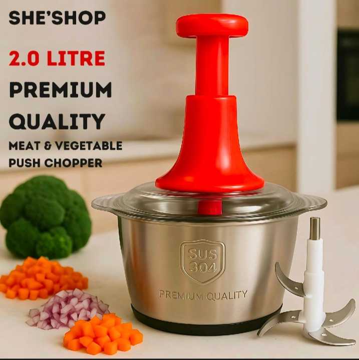 Stainless Steel Hand Push Chopper 2L
