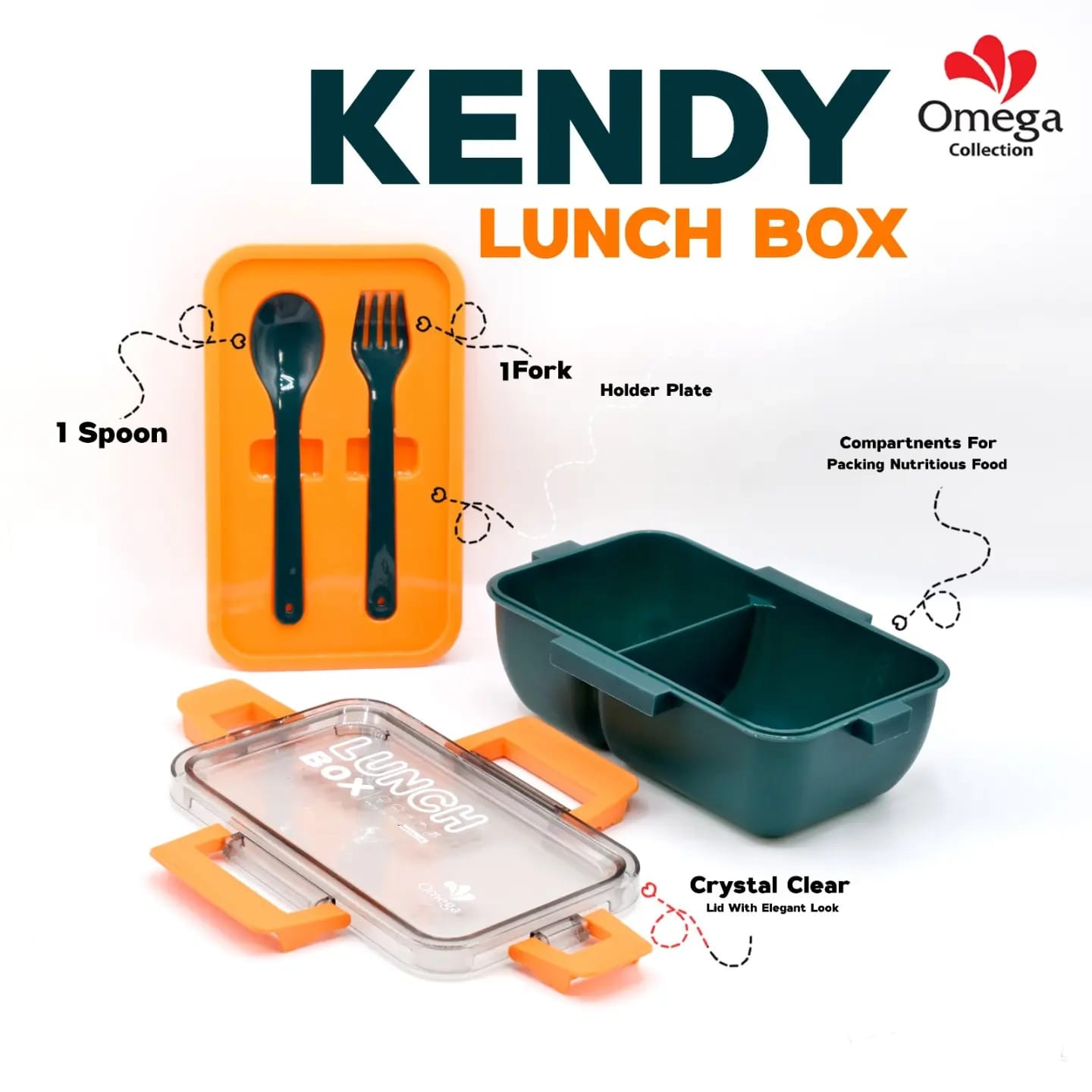Kendy Lunch Box for School Kids 2 Portions.